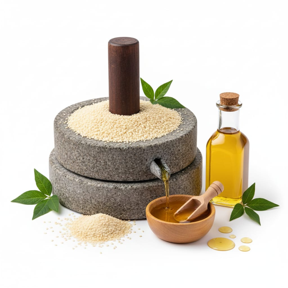 Stone pressed white sesame oil by HKWT INDIA manufacturer exporter