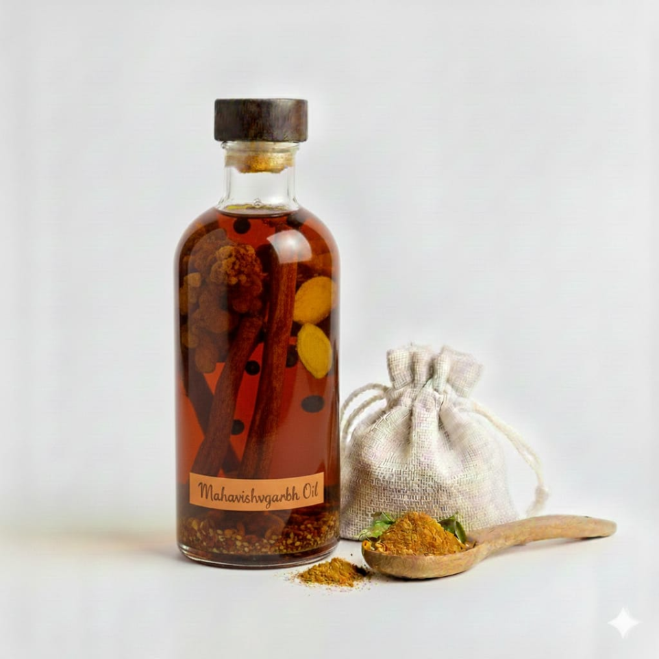 Herbal infused ayurvedic massage oil produced using traditional methods