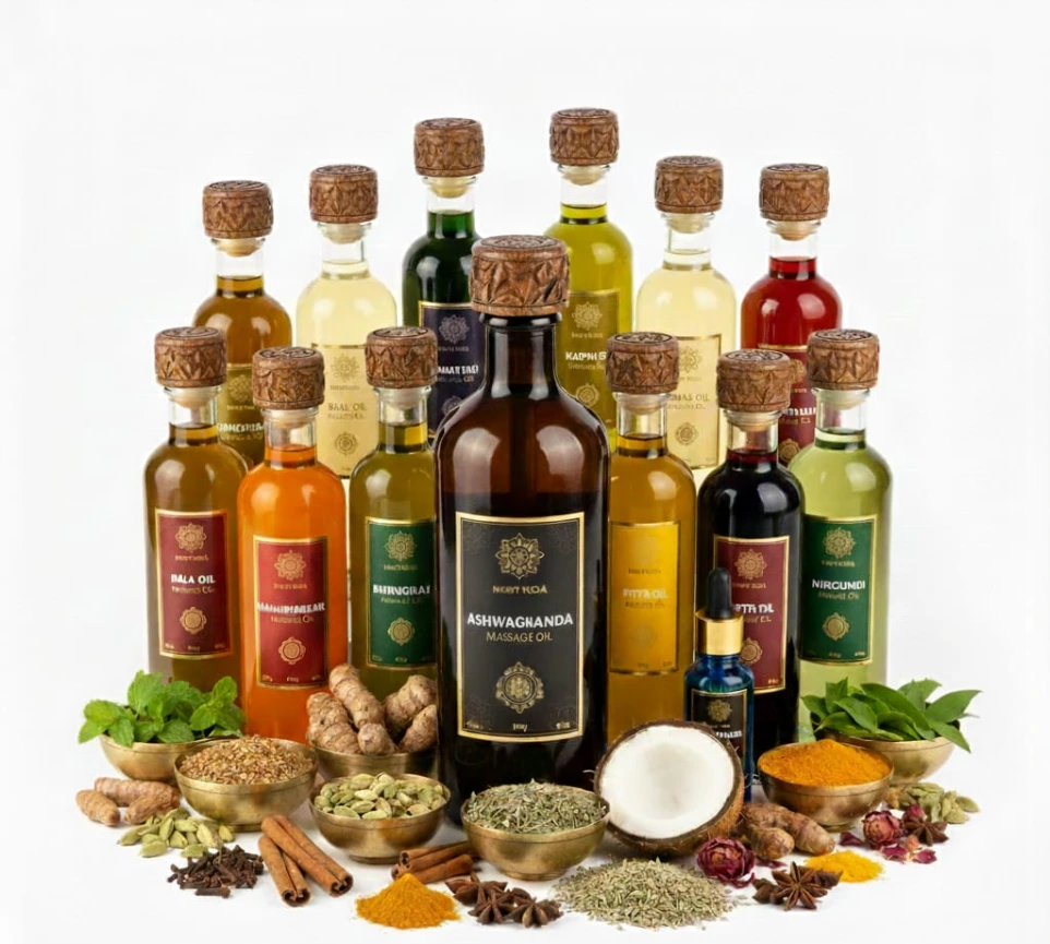 Ayurvadic oils and fragrance compounds supplier from IndiaAyurvedic oils and herbal formulations exporter from India
